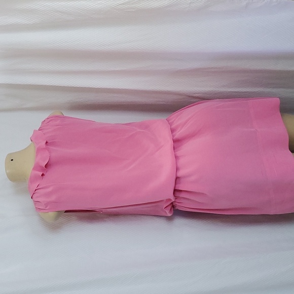 Banana Republic Dress Size 8 Pink Ruffle Drawstring 100% Silk - Picture 3 of 12